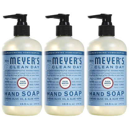 Mrs. Meyer's CLEAN DAY MRS. MEYER'S CLEAN DAY Hand Soap, Made With Essential Oils, Biodegradable Formula, Rain Water, 12.5 Fl. Oz - Pack Of 3