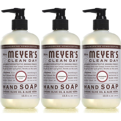 Mrs. Meyer's CLEAN DAY MRS. MEYER'S CLEAN DAY Hand Soap, Made With Essential Oils, Biodegradable Formula, Lavender, 12.5 Fl. Oz - Pack Of 3