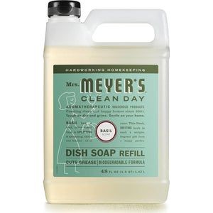 Mrs Meyer’s Clean Day Liquid Dish Soap Refill, Basil Scent, Biodegradable Formula, 48oz