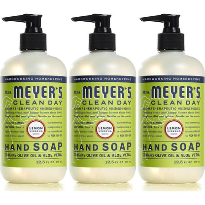 Mrs. Meyer's CLEAN DAY MRS. MEYER'S CLEAN DAY Liquid Hand Soap, Cruelty-Free, And Biodegradable Hand Wash Made With Essential Oils, Lemon Verbena Scent, 12.5 Oz (Pack Of 3)