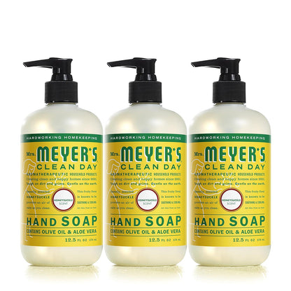 Mrs. Meyer's CLEAN DAY MRS. MEYER'S CLEAN DAY Hand Soap, Made With Essential Oils, Biodegradable Formula, Honeysuckle, 12.5 Fl. Oz - Pack Of 3