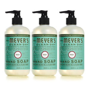 Mrs. Meyer's CLEAN DAY MRS. MEYER'S CLEAN DAY Hand Soap, Made With Essential Oils, Biodegradable Formula, Basil, 12.5 Fl. Oz - Pack Of 3