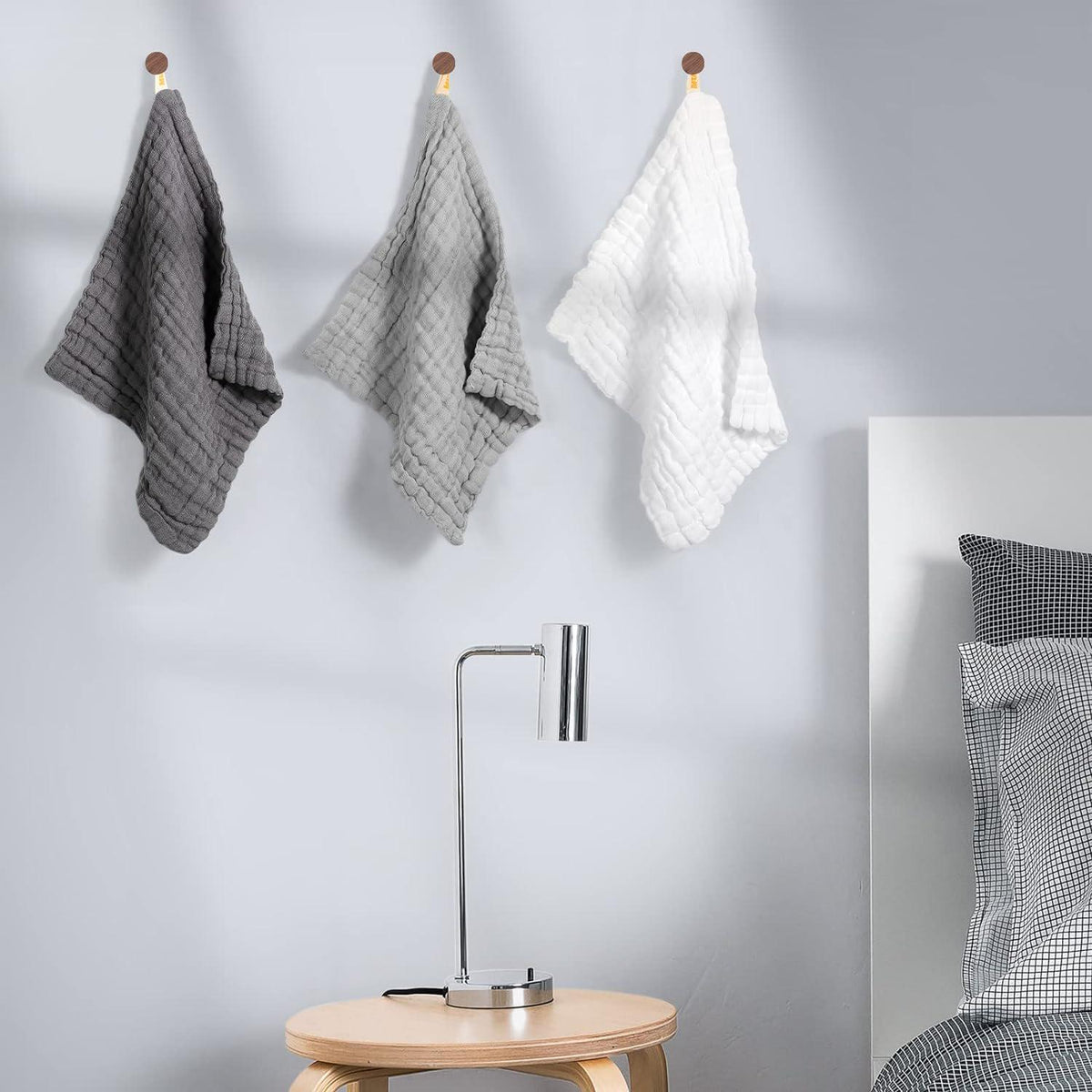 MUKIN Baby Washcloths - Soft Face Cloths For Newborn, Absorbent Bath Face Towels, Baby Wipes, Burp Cloths Or Face Towels, Baby Registry As Shower. Pack Of 6-12x12 Inches (Grey),