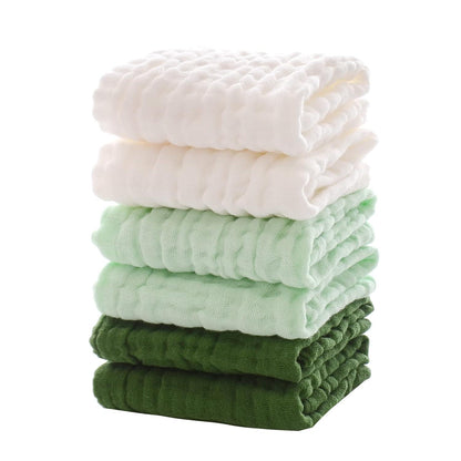 MUKIN Baby Washcloths - Soft Face Cloths For Newborn, Absorbent Bath Face Towels, Baby Wipes, Burp Cloths Or Face Towels, Baby Registry As Shower. Pack Of 6-12x12 Inches (Green),