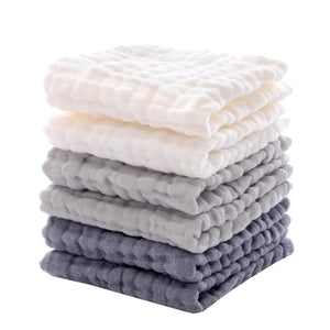 MUKIN Baby Washcloths - Soft Face Cloths For Newborn, Absorbent Bath Face Towels, Baby Wipes, Burp Cloths Or Face Towels, Baby Registry As Shower. Pack Of 6-12x12 Inches (Grey),