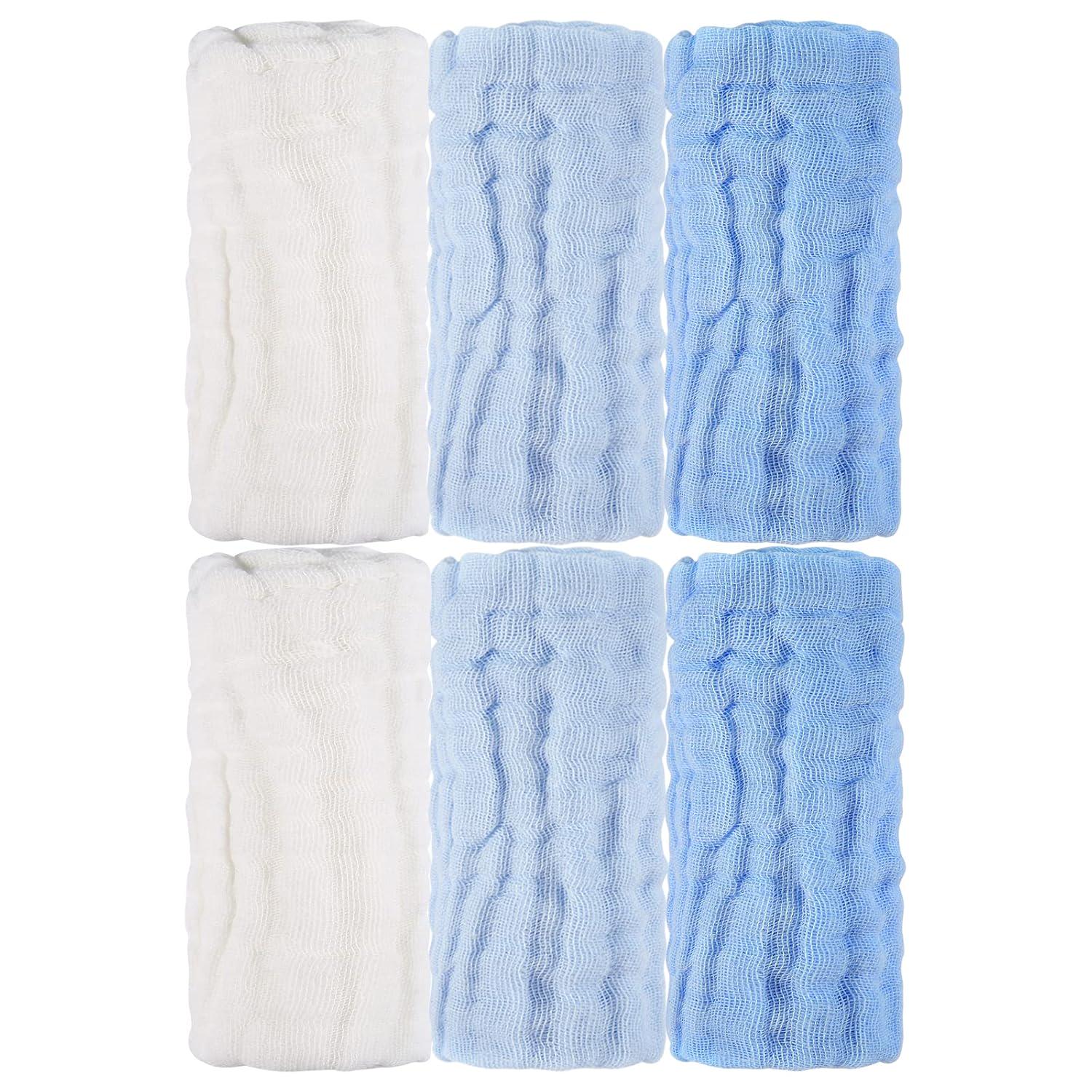 MUKIN Baby Washcloths - Soft Face Cloths For Newborn, Absorbent Bath Wipes, Burp Cloths Or Towels, Baby Registry As Shower. Pack Of 6-12x12 Inches (Blue),