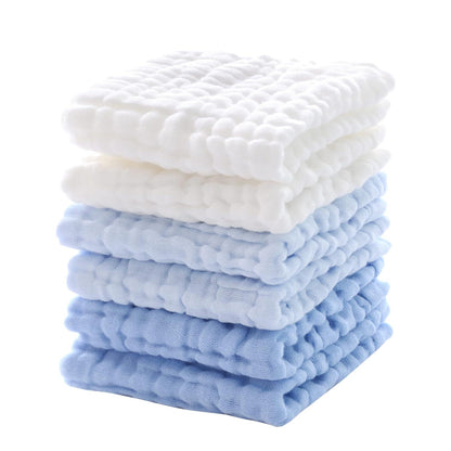 MUKIN Baby Washcloths - Soft Face Cloths For Newborn, Absorbent Bath Wipes, Burp Cloths Or Towels, Baby Registry As Shower. Pack Of 6-12x12 Inches (Blue),