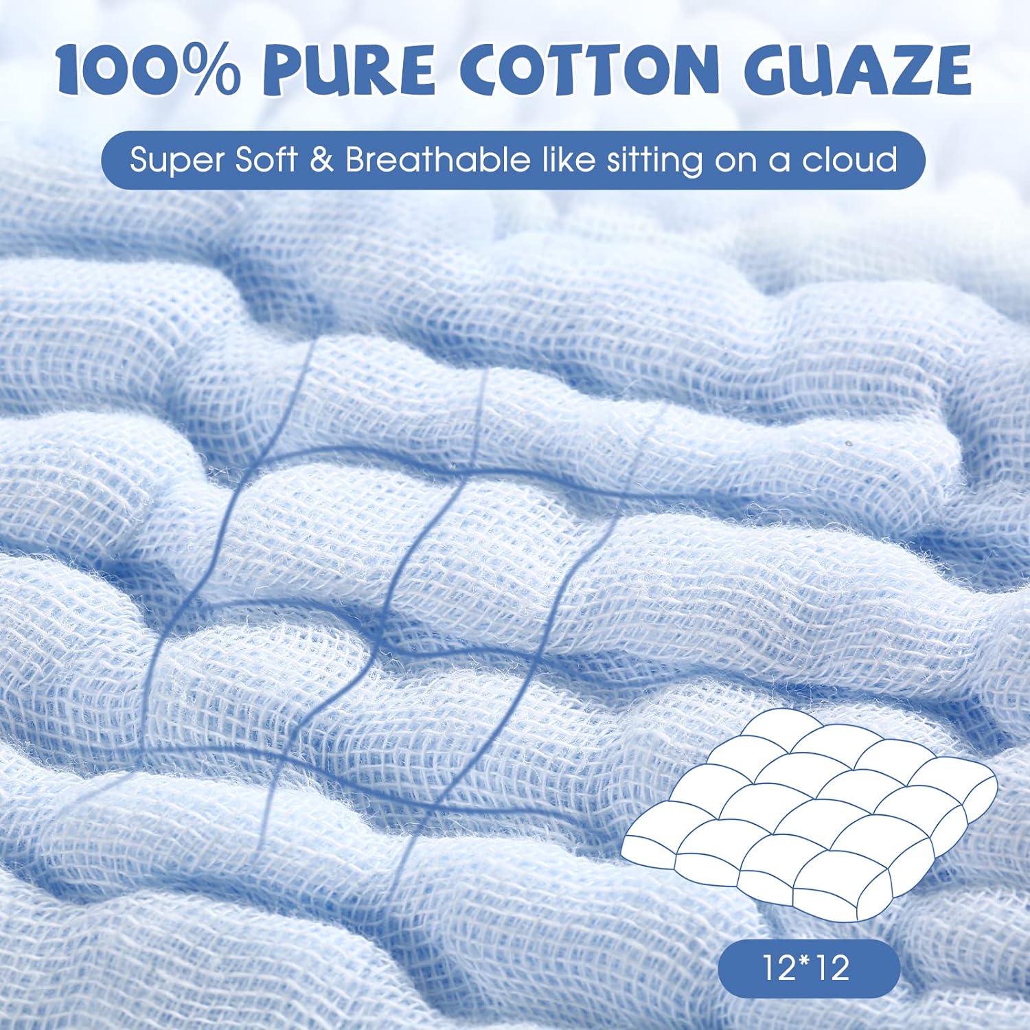 MUKIN Baby Washcloths - Soft Face Cloths For Newborn, Absorbent Bath Wipes, Burp Cloths Or Towels, Baby Registry As Shower. Pack Of 6-12x12 Inches (Blue),