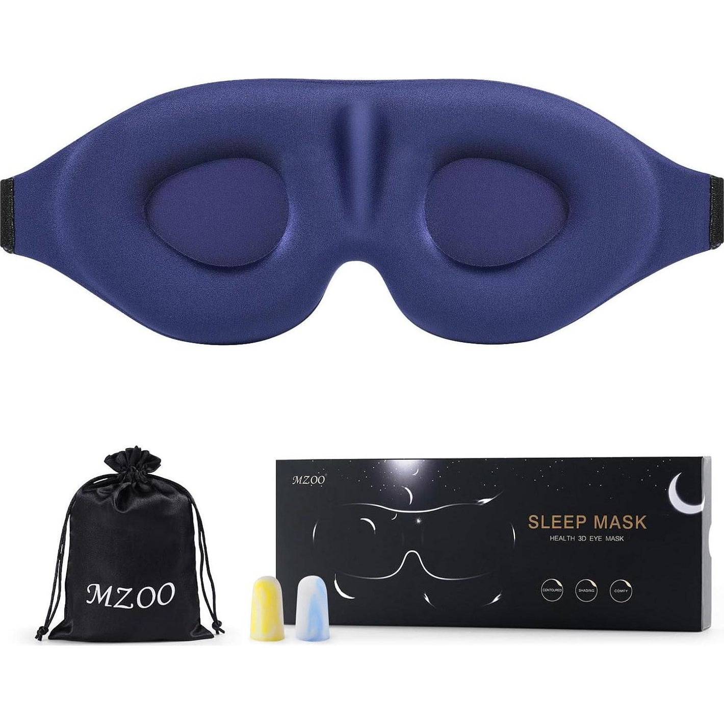MZOO MZOO Sleep Eye Mask For Side Sleeper Men Women, Zero Eye Pressure 3D Sleeping Mask, Light Blocking Patented Design Night Blindfold, Soft Eye Shade Cover For Travel, Blue