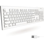 Macally Full Size USB Wired Keyboard For Mac And PC - Plug And Play Wired Computer Keyboard - Compatible Apple Keyboard With 15 Shortcut Keys For Easy Controls And Navigation Of Macbook Pro/Air, IMac,