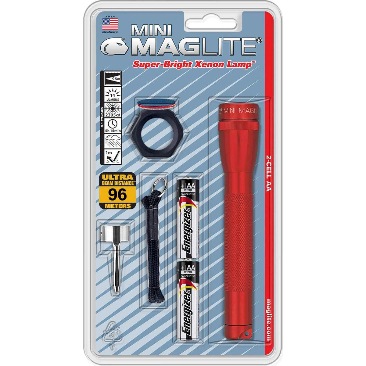 MagLite - M2A03C Maglite Mini Incandescent 2-Cell AA Flashlight Combo, Red,038739060576