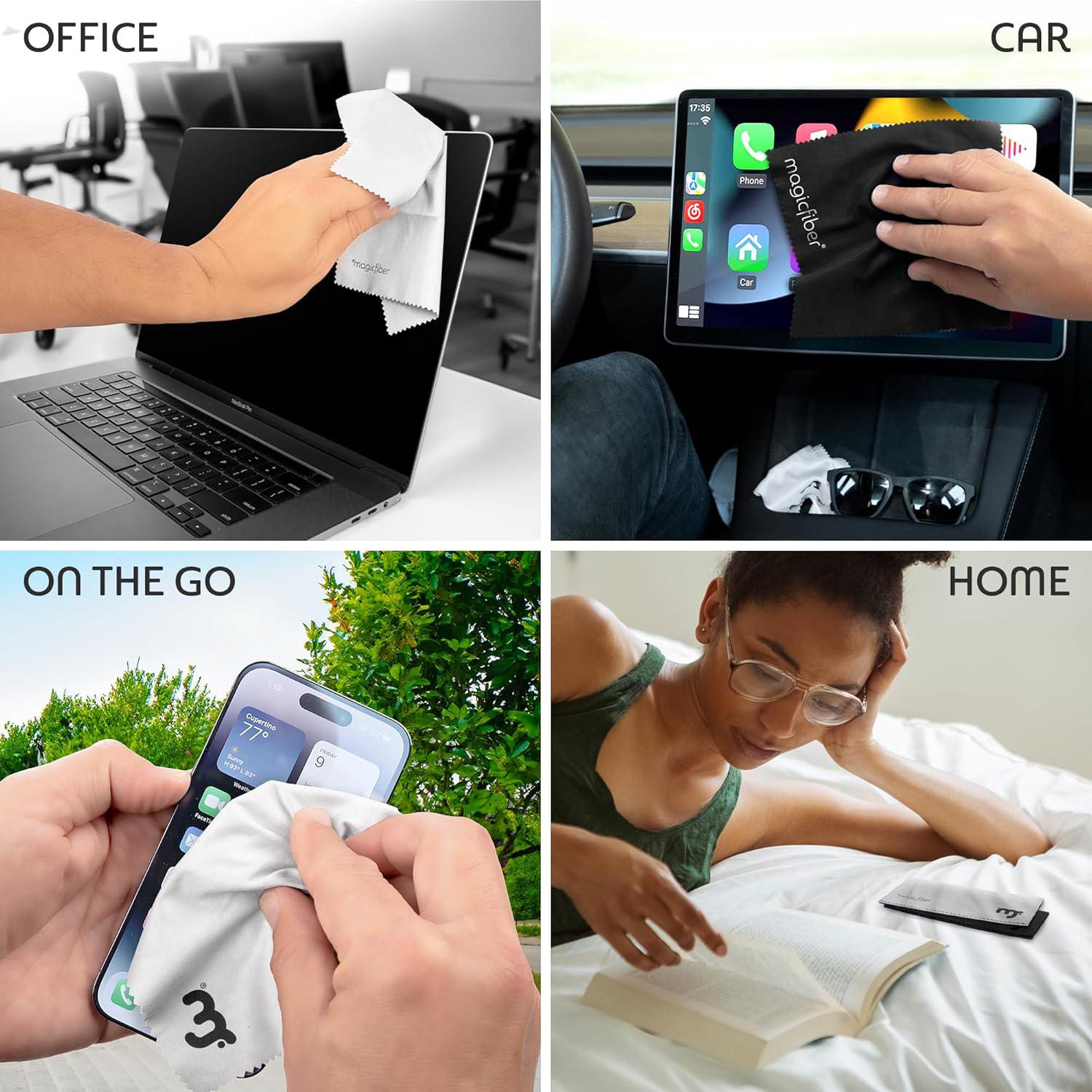 MagicFiber Microfiber Cleaning Cloths, 2 Pack - Premium Cloth For Glasses, Lens, Screens And More,