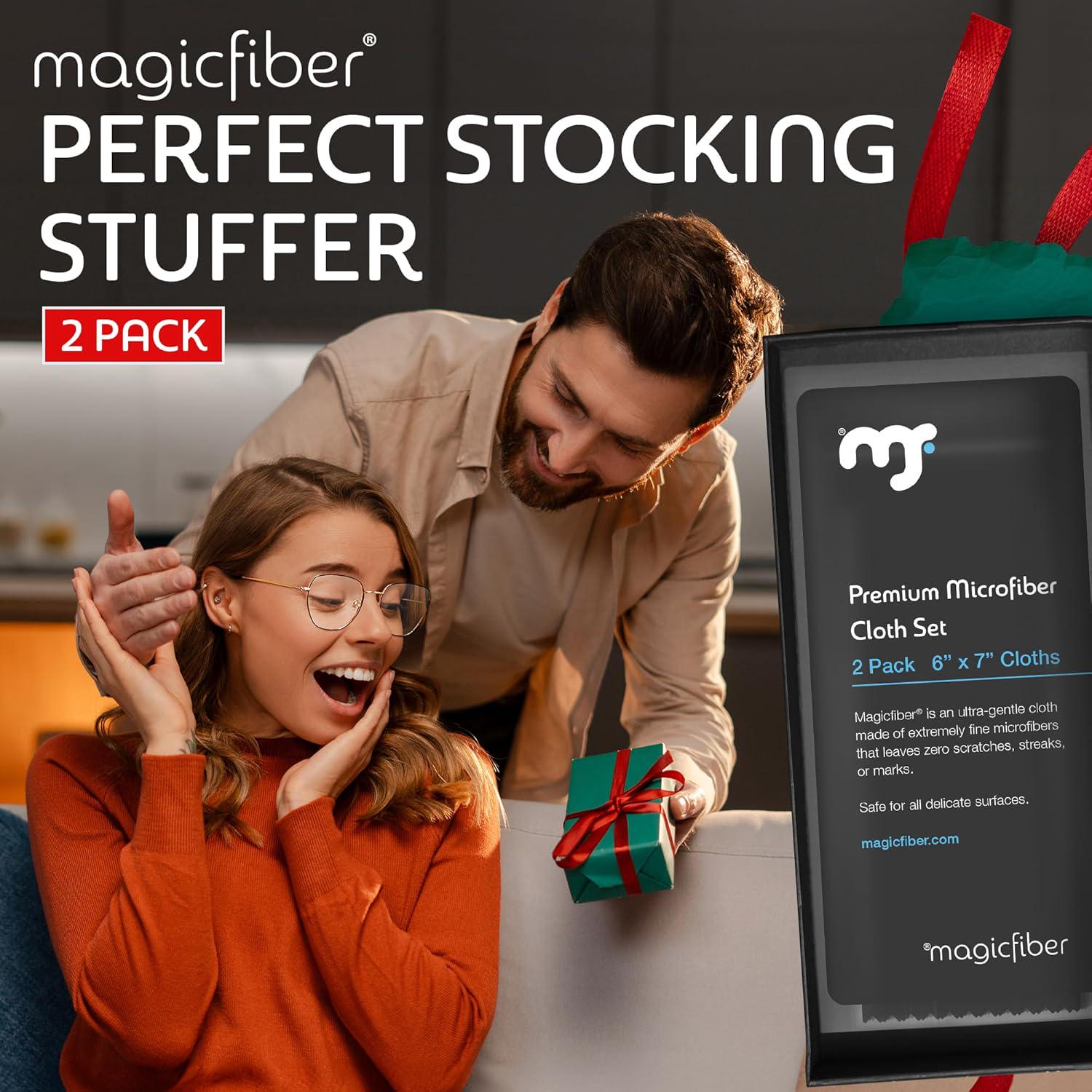 MagicFiber Microfiber Cleaning Cloths, 2 Pack - Premium Cloth For Glasses, Lens, Screens And More,