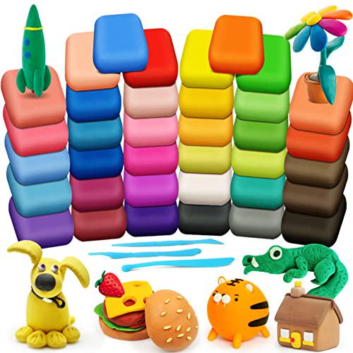 Magic Air Dry Clay 36 Colors with Tools Soft Modeling Set for Kids Age 3 to 8 Boys and Girls Gift Idea