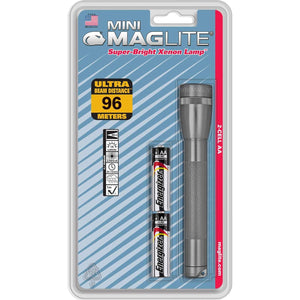 Maglite Mini Incandescent 2-Cell AA Flashlight, Gray,038739043708