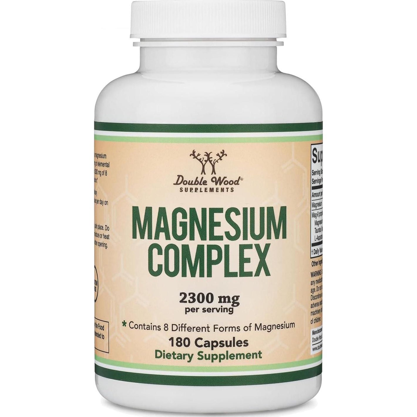 Double Wood Supplements Magnesium Complex Supplement, 180 Capsules, 436mg Elemental Magnesium from 8 Different Forms, Provides 100% Daily Value of Magnesium