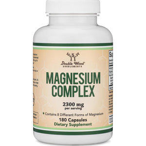 Double Wood Supplements Magnesium Complex Supplement, 180 Capsules, 436mg Elemental Magnesium from 8 Different Forms, Provides 100% Daily Value of Magnesium