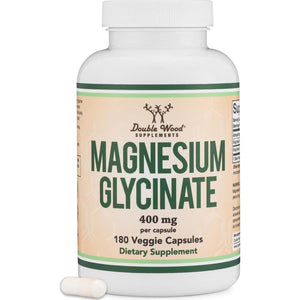 Double Wood Supplements Magnesium Glycinate 400mg, 180 Capsules (Vegan Safe, Third Party Tested, Gluten Free, Non-GMO) High Absorption Magnesium By Double Wood Supplements
