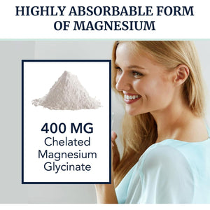 Nobi Nutrition Magnesium Glycinate 400mg, High Absorption Formula for Sleep, Muscle Relaxation, and Heart Support, 120-Count, 2-Month Supply