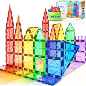 Magnetic Tiles Toy Set for Kids 40 Pieces STEM Learning Magnet Blocks Preschool Montessori Toy Age 3+