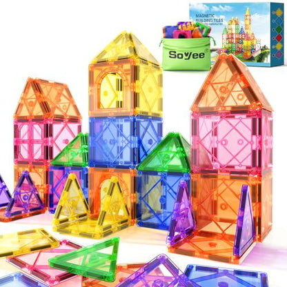 Magnetic Tiles Building Blocks for Kids Ages 3 to 12 STEM Educational Sensory Toy for Boys and Girls