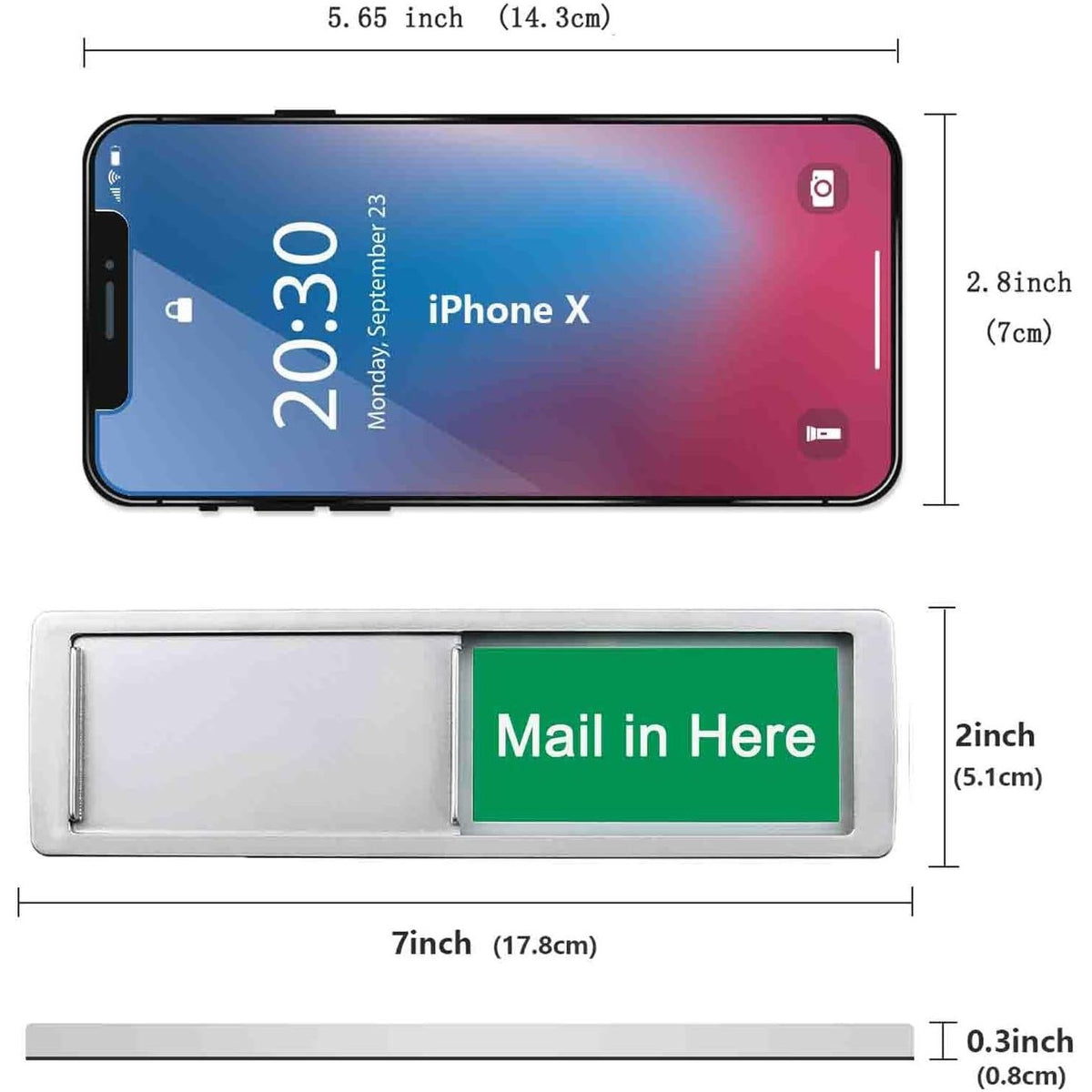 Mail In Here Sign,No Mail Slider Sign For Home Office Restroom Conference Hotels Hospital, Slider Door Indicator Tells Whether Mail Is Here Or No Mail, 7'' X 2'' - Silver,