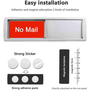 Mail In Here Sign,No Mail Slider Sign For Home Office Restroom Conference Hotels Hospital, Slider Door Indicator Tells Whether Mail Is Here Or No Mail, 7'' X 2'' - Silver,