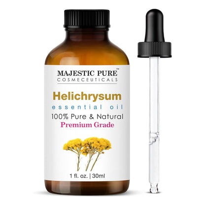Majestic Pure Helichrysum Essential Oil, 100% Pure and Natural, Premium Grade for Hair Care, Aromatherapy & Massage, 1 fl oz