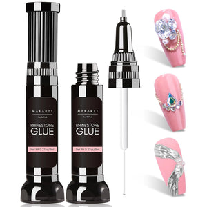 Makartt Makartt Nail Rhinestone Glue Gel, Upgrade Gel Nail Glue With Brush Pen Tip Super Strong Adhesive Precise For Nail Charms Crystals Rhinestone Beads Flower 3D Decorations 8ml*2