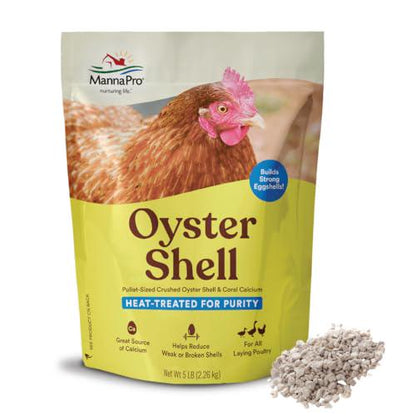 Manna Pro crushed oyster shell 5 lb calcium supplement for laying hens supports strong eggshells backyard poultry feed