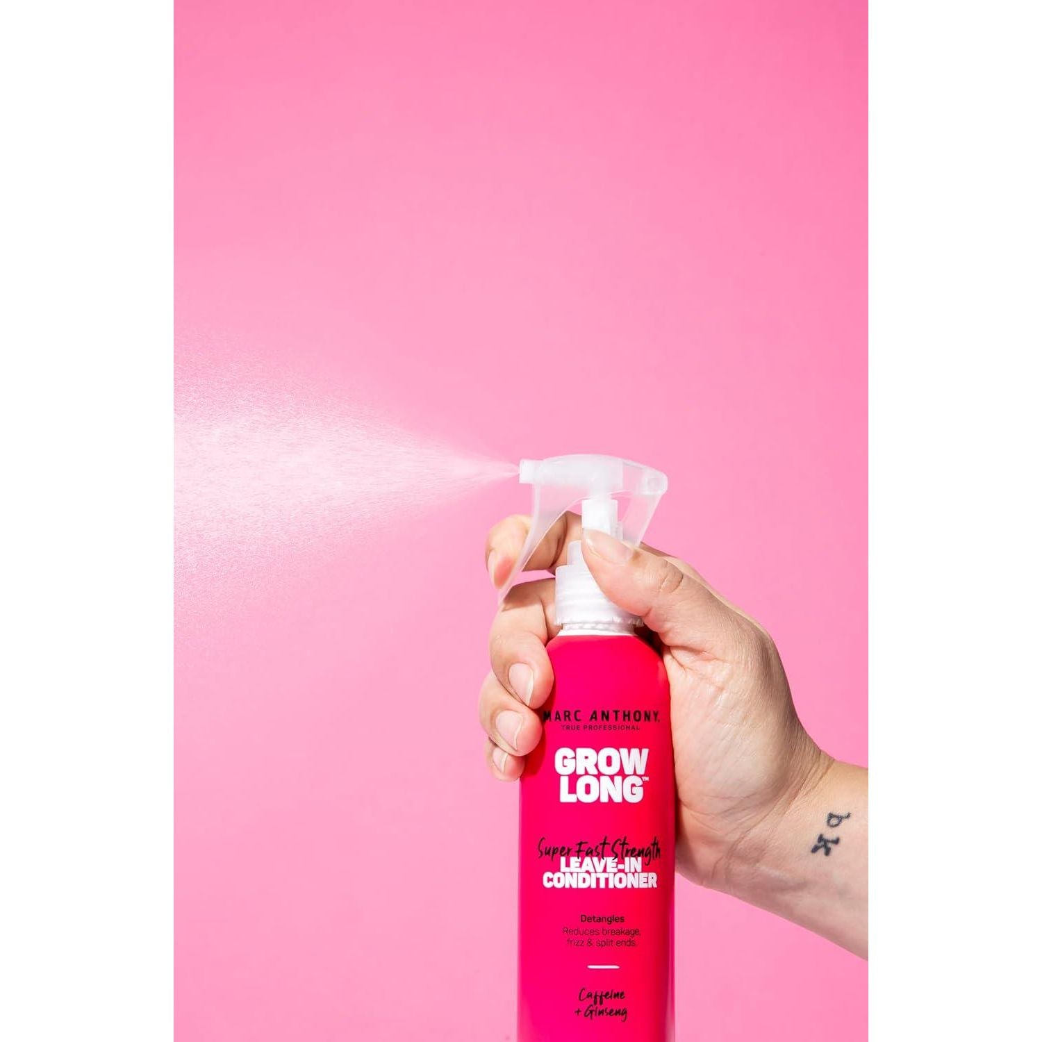 Marc Anthony Leave-In Conditioner Spray And Detangler, Grow Long Biotin - Anti-Frizz Deep Conditioner For Split Ends And Breakage - Vitamin E, Caffeine And Ginseng For Curly, Dry And Damaged Hair,