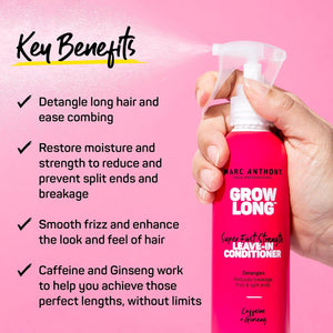 Marc Anthony Leave-In Conditioner Spray And Detangler, Grow Long Biotin - Anti-Frizz Deep Conditioner For Split Ends And Breakage - Vitamin E, Caffeine And Ginseng For Curly, Dry And Damaged Hair,