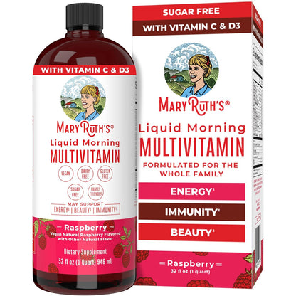 MaryRuth Organics Multivitamin for Women, Men & Kids, Vegan & Sugar-Free, Supports Beauty & Energy, 32 fl oz