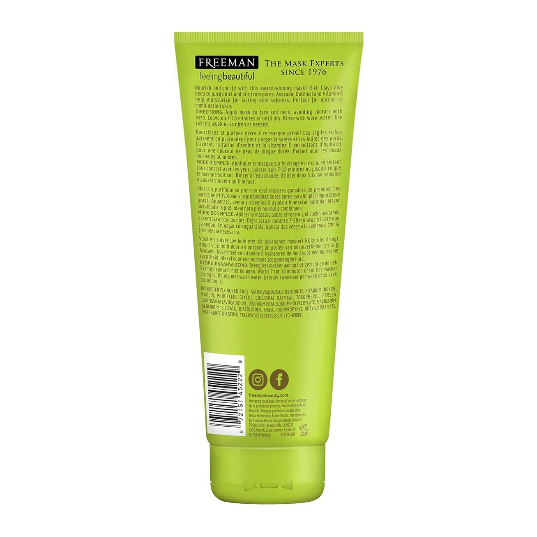 Freeman Avocado + Oatmeal Nourish Purifying Clay Mask 175ml,072151452229,