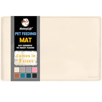 MateeyLife Silicone Dog Cat Food Mat, Waterproof, Anti-Slip, Raised Edges for Floor Protection, 1-Pack