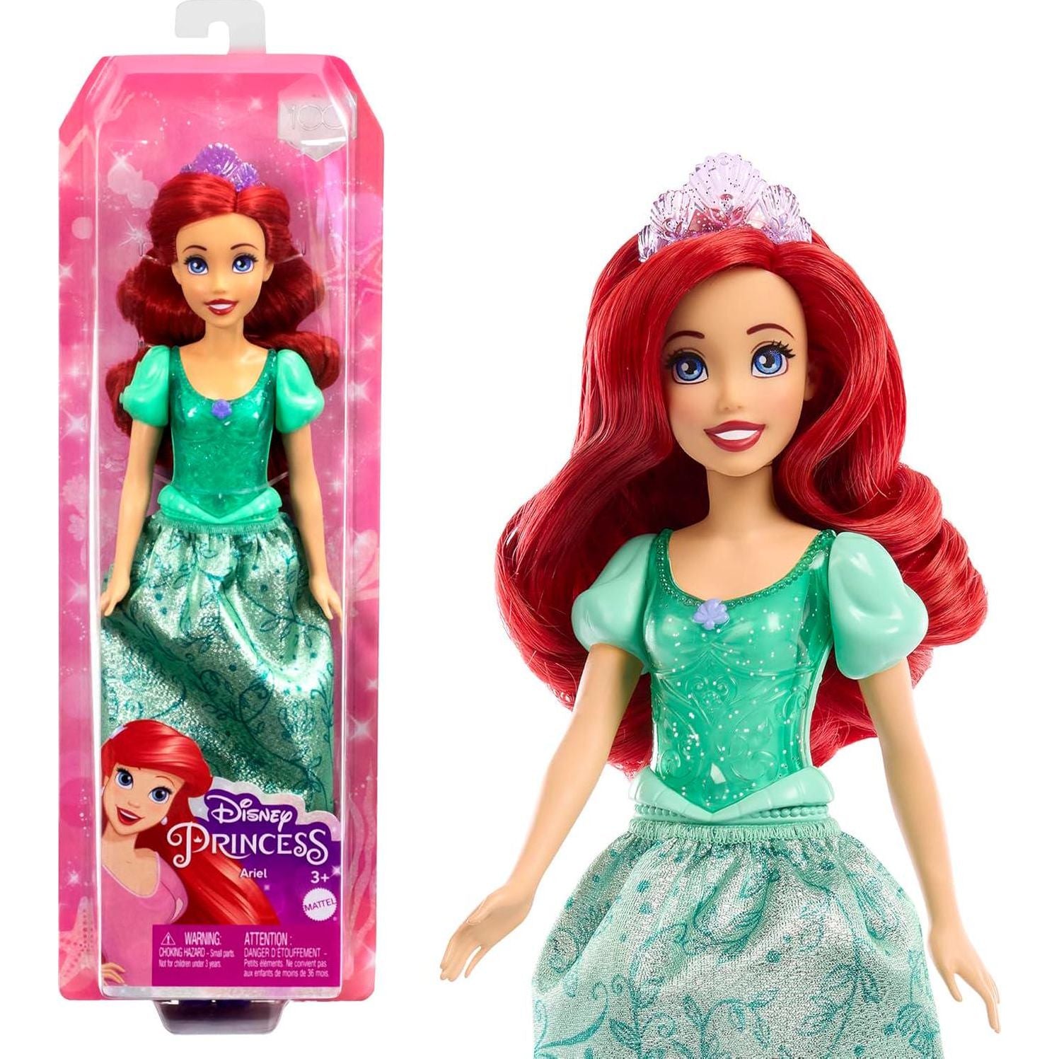 Mattel Disney Princess Toys, Ariel Fashion Doll, Sparkling Look With Red Hair, Blue Eyes And Tiara Accessory, Inspired By The Little Mermaid Movie,