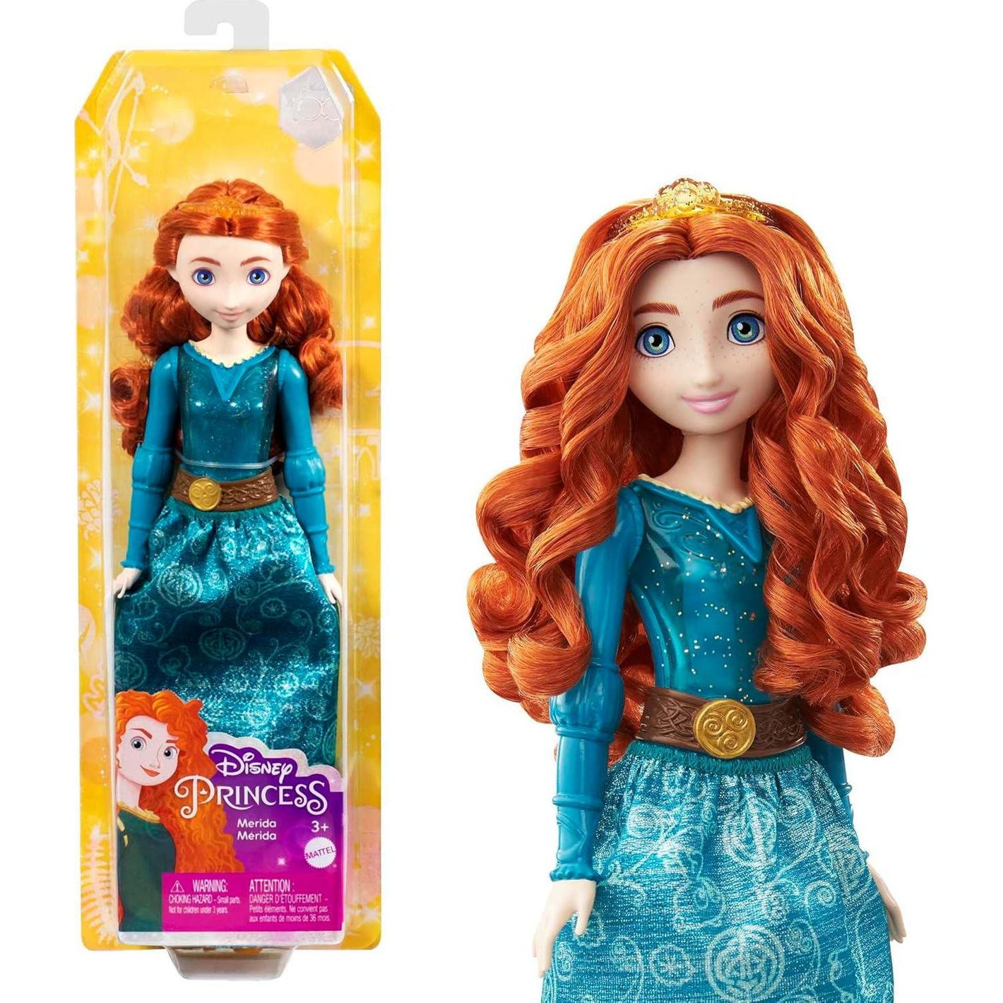 Mattel Disney Princess Toys, Merida Fashion Doll, Sparkling Look With Red Hair, Blue Eyes And Hair Accessory, Inspired By The Movie Brave,