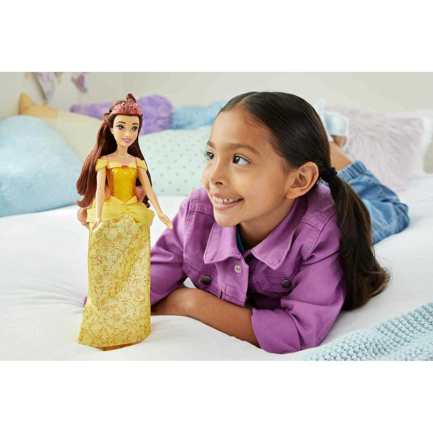 Mattel Disney Princess Toys, Belle Fashion Doll, Sparkling Look With Tiara Accessory, Inspired By The Beauty And The Beast Movie,