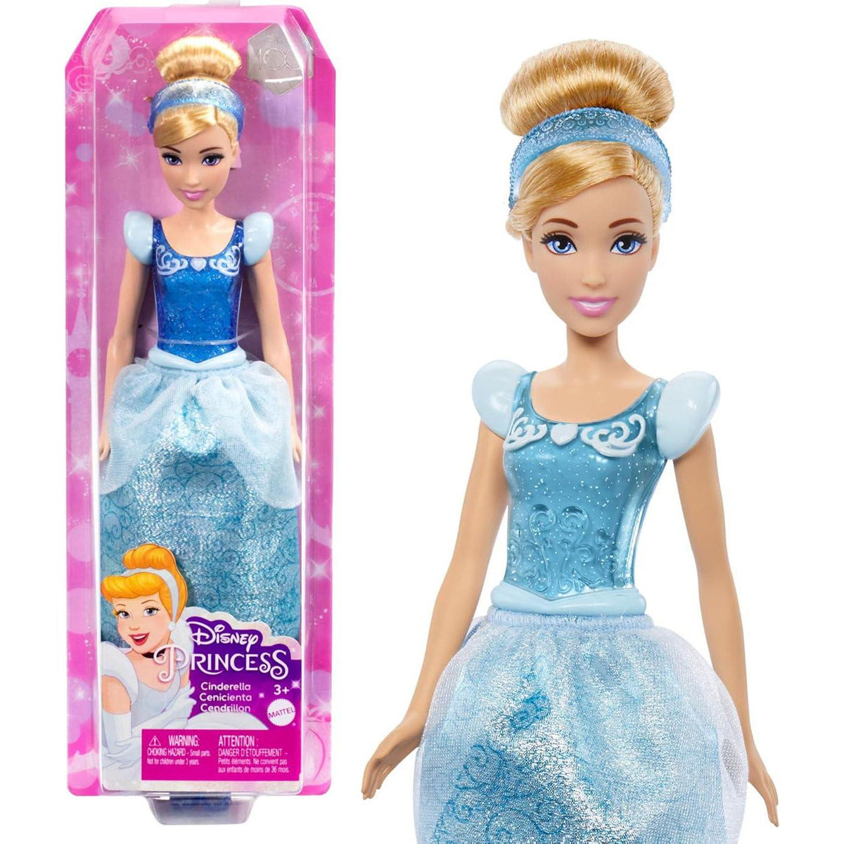 Mattel Disney Princess Toys, Cinderella Fashion Doll, Sparkling Look With Blonde Hair, Blue Eyes And Hair Accessory, Inspired By The Movie,