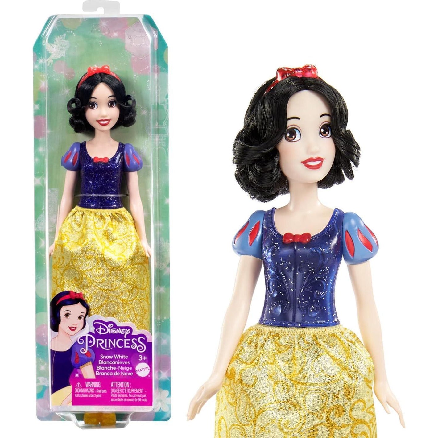 Mattel Disney Princess Toys, Snow White Fashion Doll, Sparkling Look With Black Hair, Brown Eyes And Hair Accessory, Inspired By The Movie,