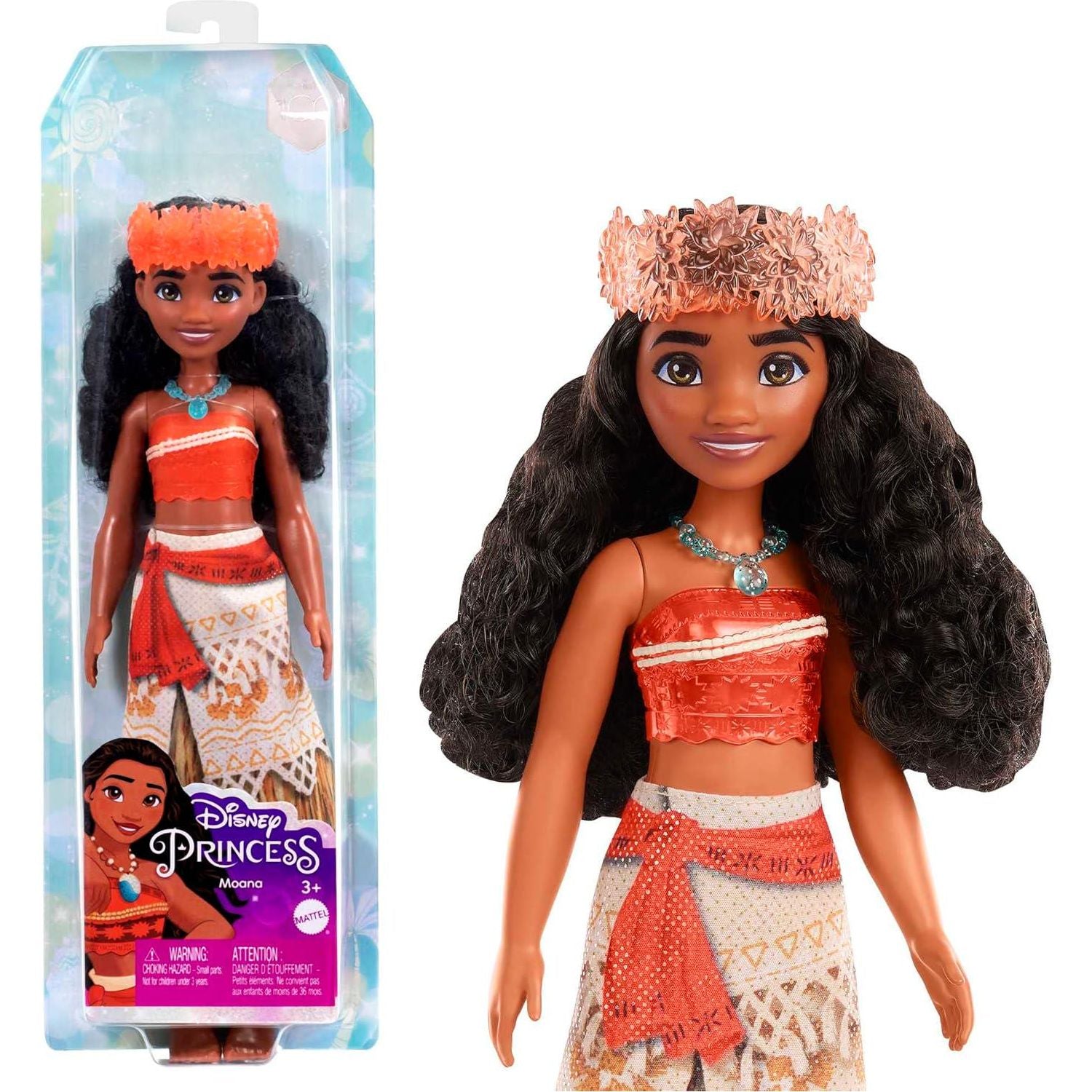 Mattel Disney Princess Toys, Moana Fashion Doll, Sparkling Look With Hair Accessory, Inspired By The Movie,