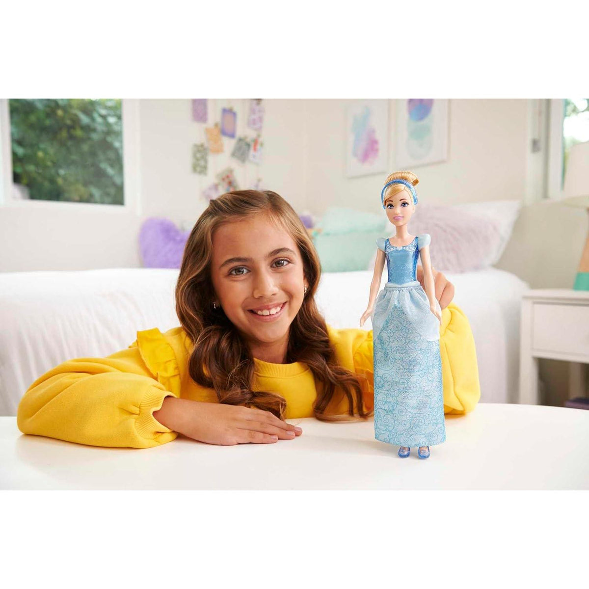 Mattel Disney Princess Toys, Cinderella Fashion Doll, Sparkling Look With Blonde Hair, Blue Eyes And Hair Accessory, Inspired By The Movie,