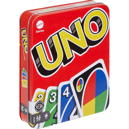 UNO Card Game in Tin Amazon Exclusive Family Travel Game for 2 to 10 Players Classic Fun Game
