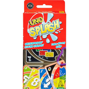 Mattel UNO Splash Card Game Water Resistant Plastic Cards Outdoor Travel Family Game Night Fun