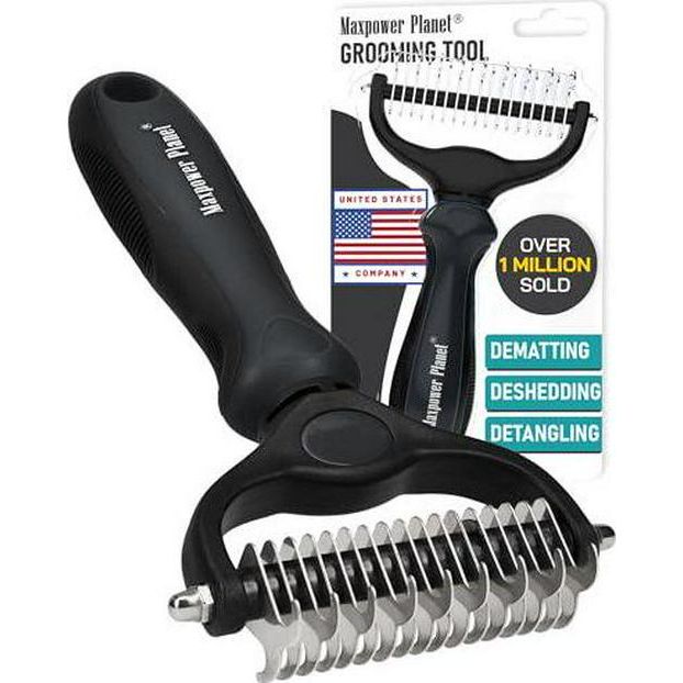 Maxpower Planet Double Sided Undercoat Rake Shedding Brush for Dogs and Cats Reduces Shedding by 95 Percent