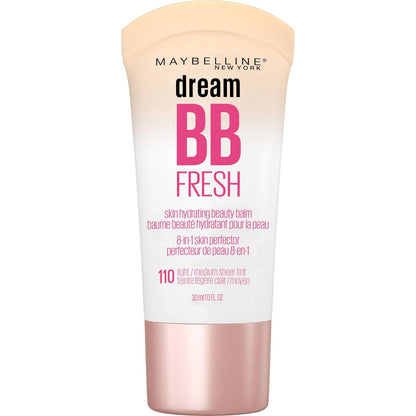 MAYBELLINE Maybelline Dream Fresh Skin Hydrating BB Cream, 8-in-1 Skin Perfecting Beauty Balm With Broad Spectrum SPF 30, Sheer Tint Coverage, Oil-Free, Light/Medium, 1 Fl Oz
