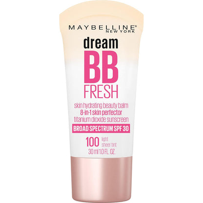 MAYBELLINE Maybelline Dream Fresh Skin Hydrating BB Cream, 8-in-1 Skin Perfecting Beauty Balm With Broad Spectrum SPF 30, Sheer Tint Coverage, Oil-Free, Light, 1 Fl Oz