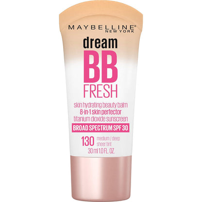 MAYBELLINE Maybelline Dream Fresh Skin Hydrating BB Cream, 8-in-1 Skin Perfecting Beauty Balm With Broad Spectrum SPF 30, Sheer Tint Coverage, Oil-Free, Medium/Deep, 1 Fl Oz