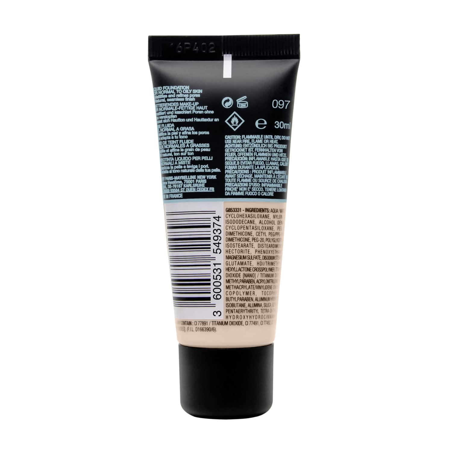 Maybelline Fit Me Foundation, Medium Coverage, Blendable With A Matte And Poreless Finish, For Normal To Oily Skin, Shade: 097 Natural Porcelain, 30ml,