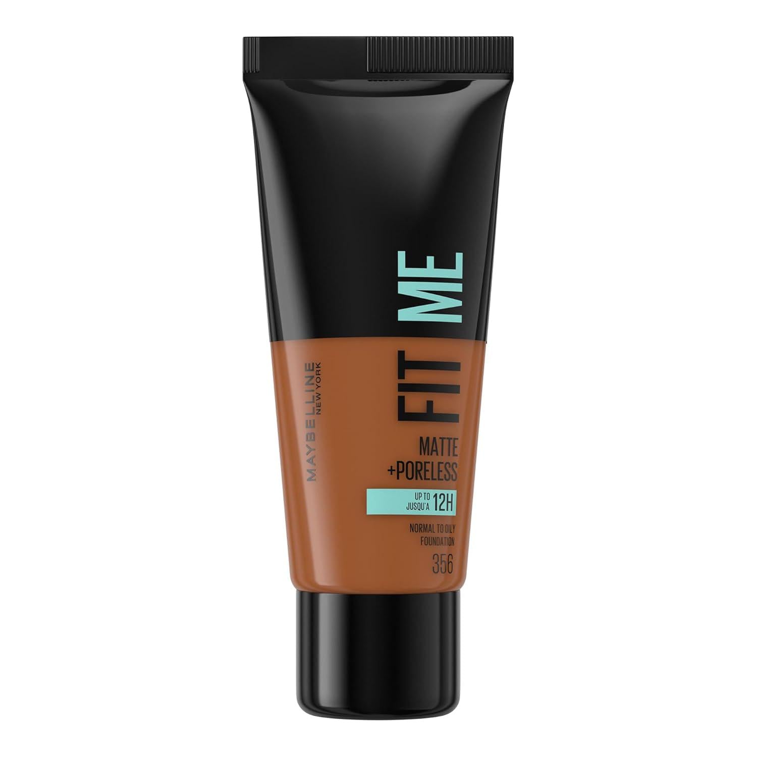 Maybelline Fit Me Foundation, Medium Coverage, Blendable With A Matte And Poreless Finish, For Normal To Oily Skin, Shade: 356 Warm Coconut, 30ml,